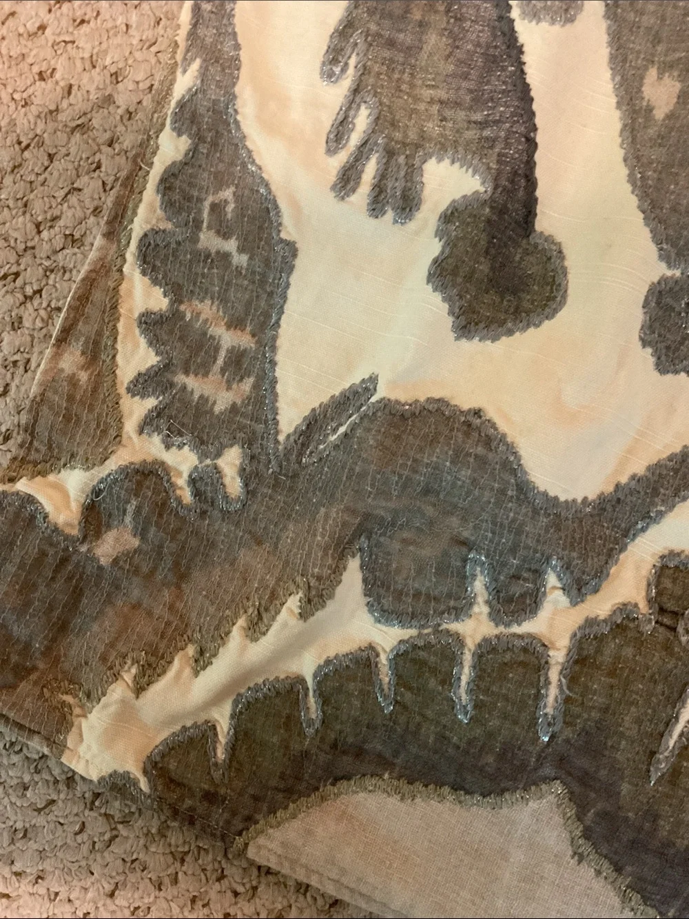 Pottery Barn Hudson Ikat Embroidered Pillow Cover - 24” Neutral